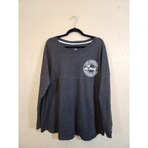 Just Be... Gray Love University Drop Shoulder Crewneck‎ Pullover Sweatshirt  3X